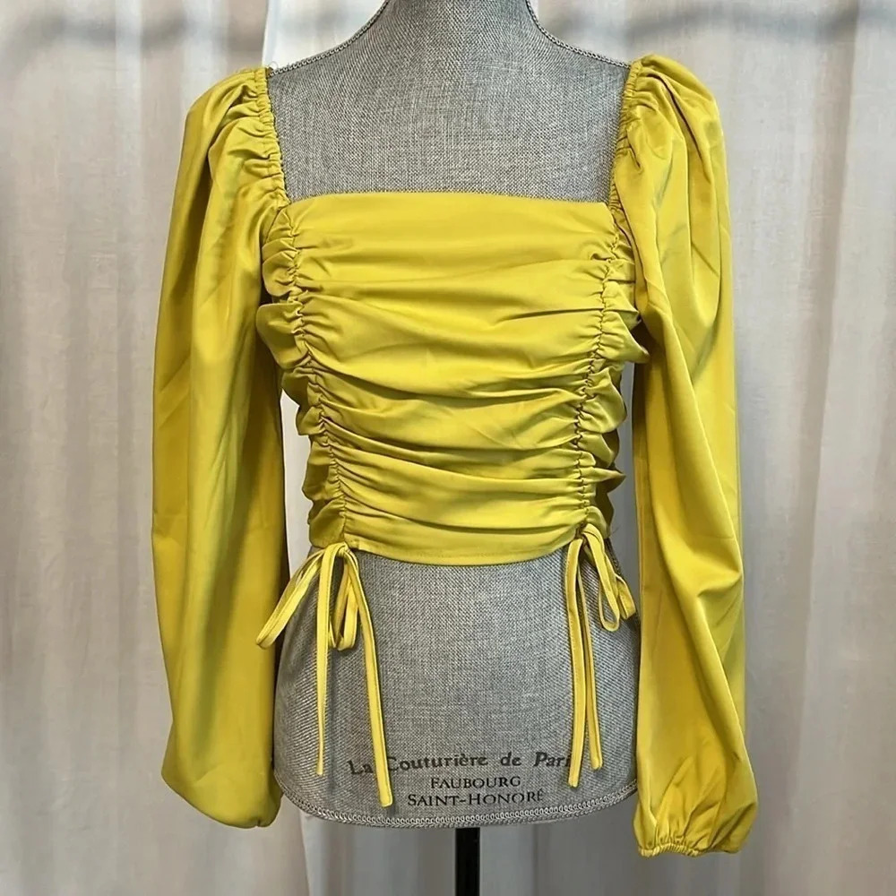 Balloon Sleeve  Blouse Cropped, Size M